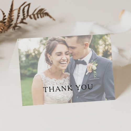 Classic Minimalist Folded Front and Back Photo Thank You Card