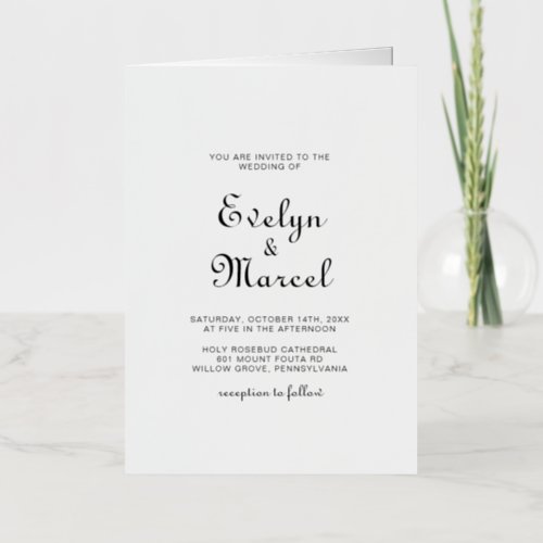 Classic Minimalist Folded Wedding Invitation