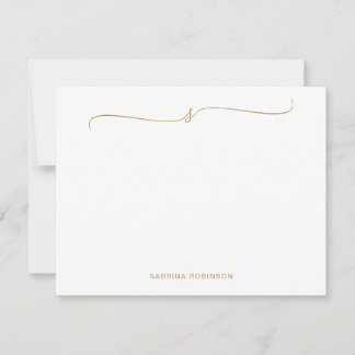 Classic Minimalist Gold Calligraphy Note Card
