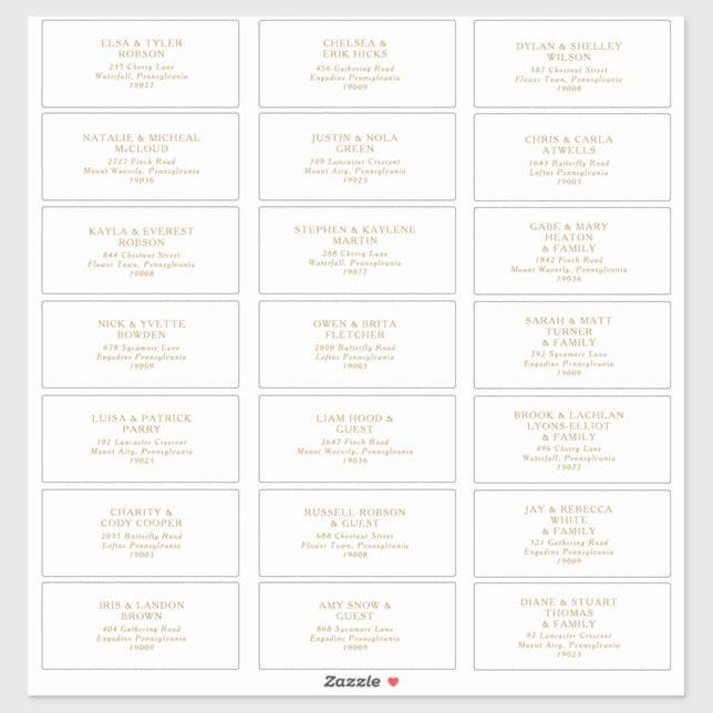 Classic Minimalist Gold Guest Address Labels (Sheet)
