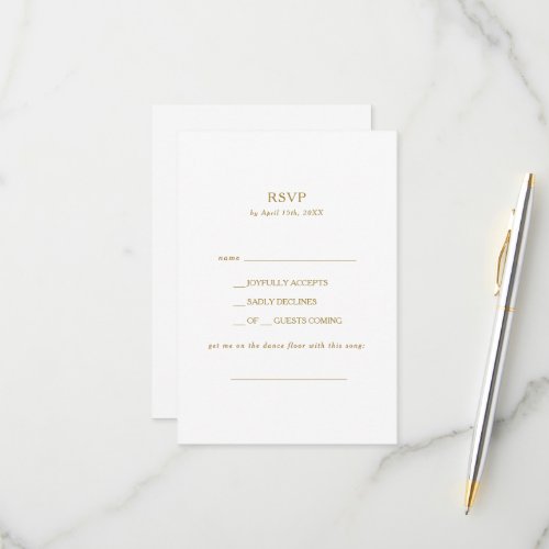 Classic Minimalist Gold Song Request RSVP Card