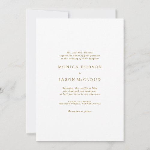 Classic Minimalist Gold Wedding Invitation