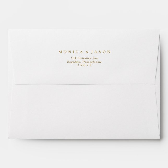 Classic Minimalist Gold Wedding Invitation  Envelope (Back (Top Flap))