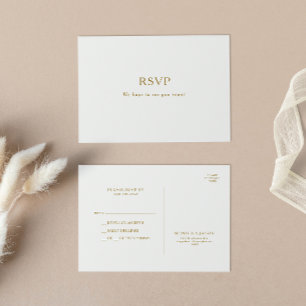 Classic Minimalist Gold Wedding RSVP Postcard