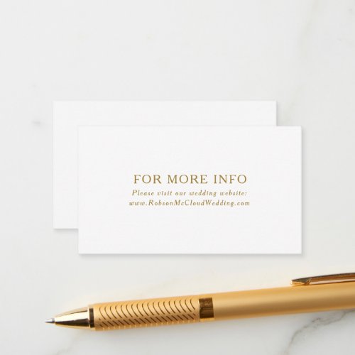 Classic Minimalist Gold Wedding Website Enclosure Card