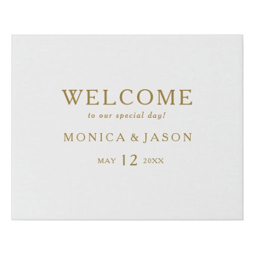 Classic Minimalist Gold Welcome Faux Canvas Print