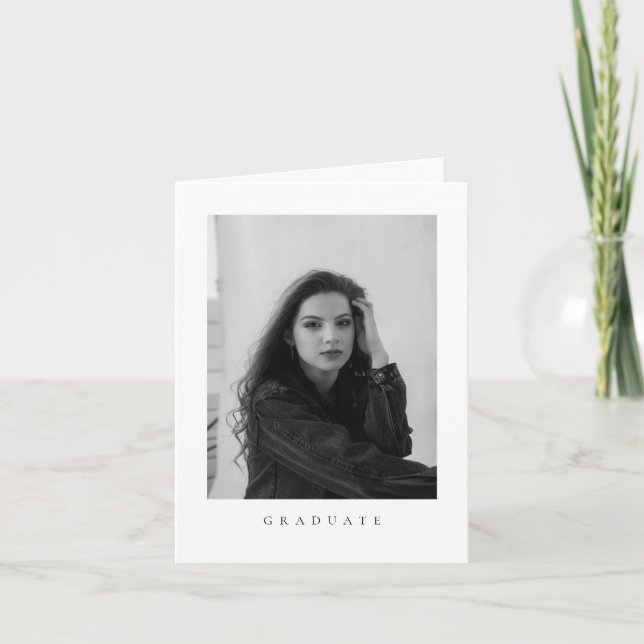 Classic Minimalist Graduation Photo Folded Announcement (Front)