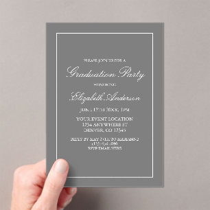 Classic Minimalist Gray Graduation Invitation