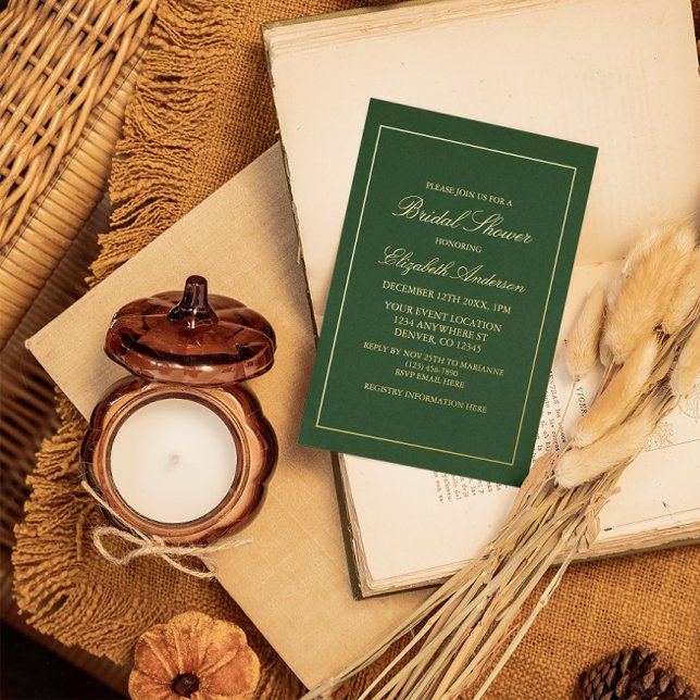 Classic Minimalist Green Bridal Shower Foil Invitation (Creator Uploaded)