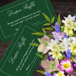 Classic Minimalist Green Diaper Raffle Enclosure Card