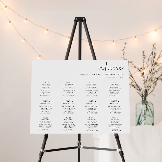 Classic Minimalist Horizontal Seating Table Chart Foam Board (In Situ (Stand))