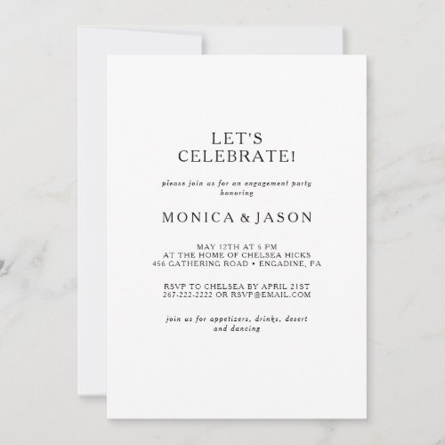 Classic Minimalist Lets Celebrate Invitation