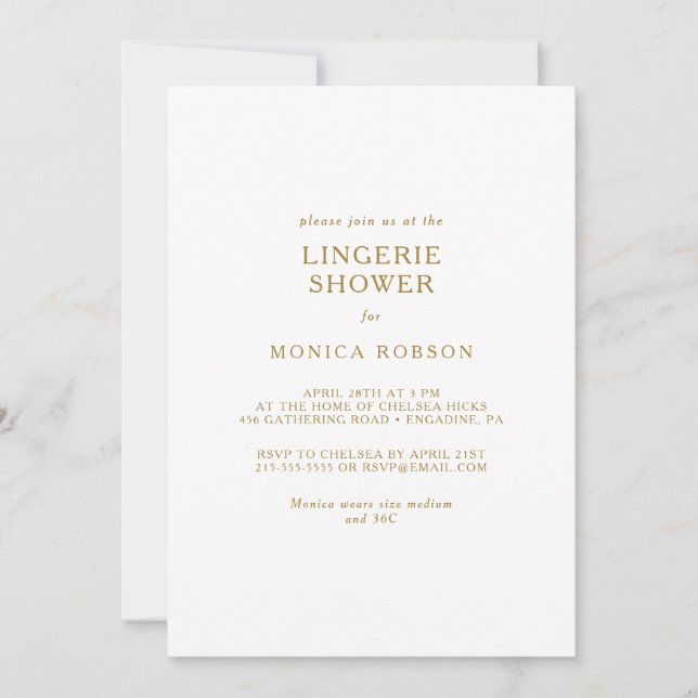 Classic Minimalist Lingerie Shower Invitation (Front)
