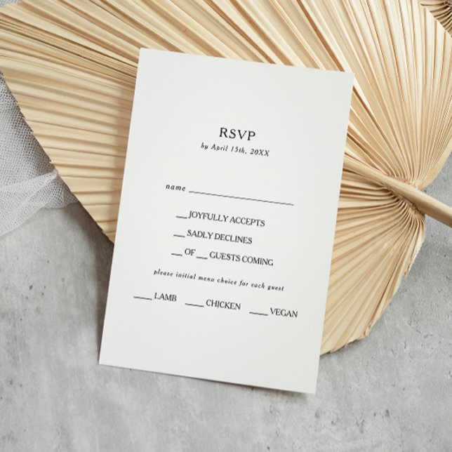 Classic Minimalist Menu Choice RSVP Card (Creator Uploaded)