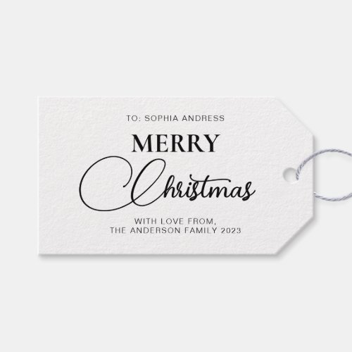 Classic Minimalist Merry Christmas Holiday Gift Tags