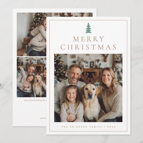 Classic Minimalist Merry Christmas Photo Holiday Card