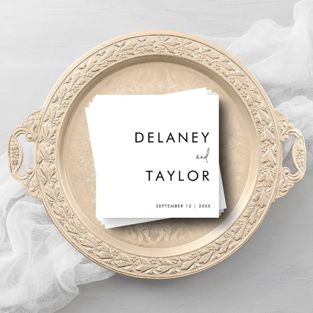 Classic Minimalist Mixed Font Simple Black  White  Napkins (Personalized napkins for any event.)