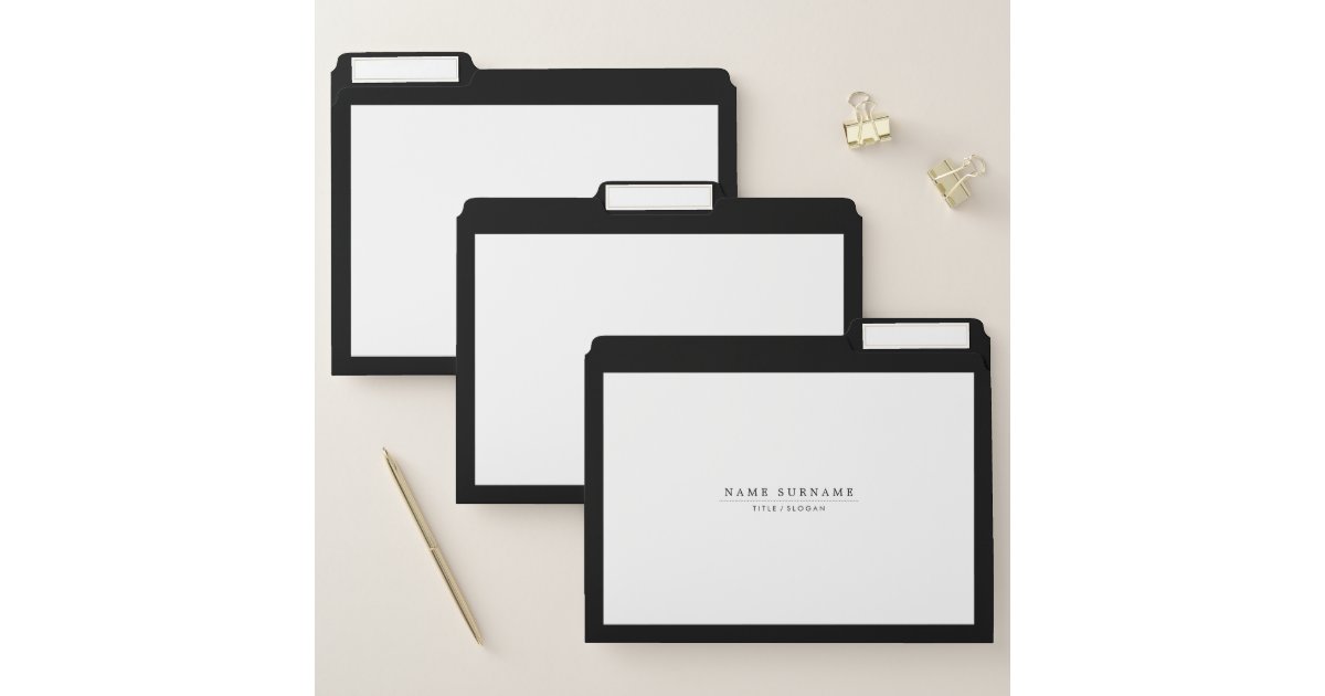 Classic Minimalist  Modern Black White Simple File Folder  