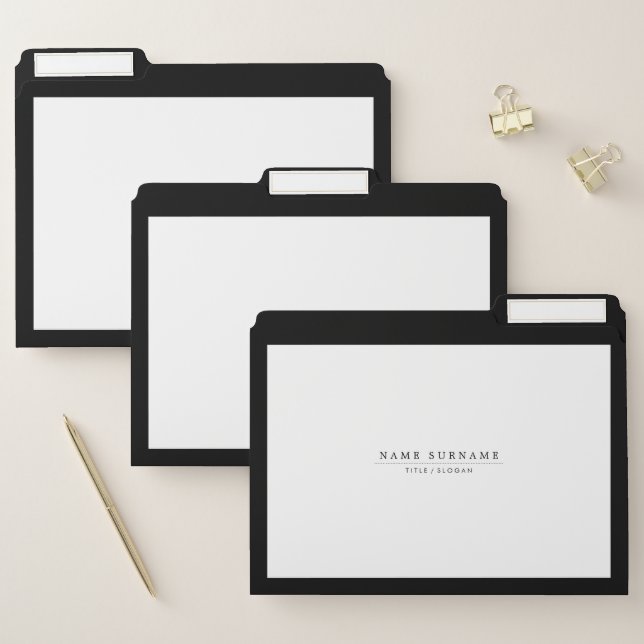 Classic Minimalist Modern Black & White Simple File Folder (Set)
