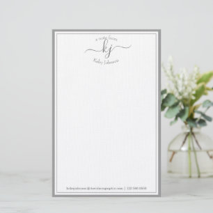 Classic Minimalist Monogram Light Gray Frame Stationery