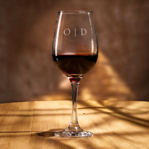 Classic Minimalist Monogram Wedding Elegant Wine Glass