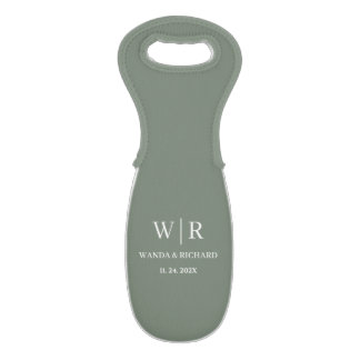 Classic Minimalist Monogram Wedding Wine Bag