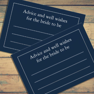 Classic Minimalist Navy Blue Bridal Shower Advice Card