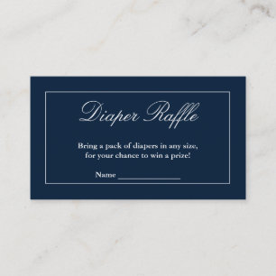 Classic Minimalist Navy Blue Diaper Raffle Enclosure Card