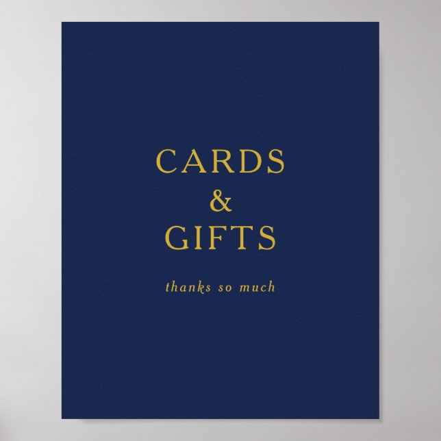 Classic Minimalist Navy Blue Gold Cards and Gifts  Poster (Front)