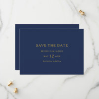 Classic Minimalist Navy Blue | Gold QR code