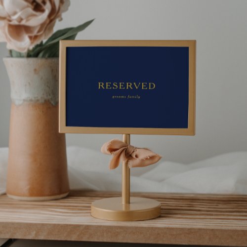 Classic Minimalist Navy Blue  Gold Reserved Sign