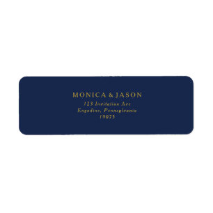 Classic Minimalist Navy Blue Gold Return Address Label