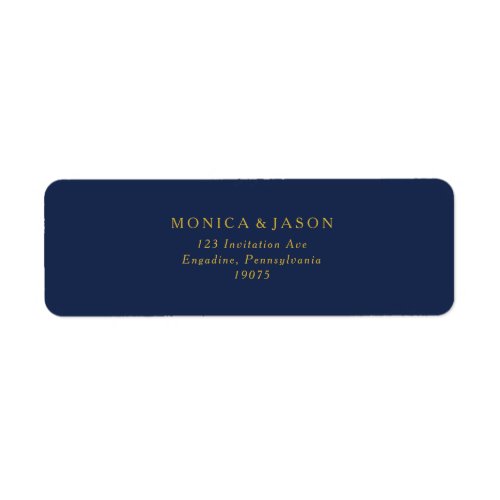 Classic Minimalist Navy Blue  Gold Return Address Label