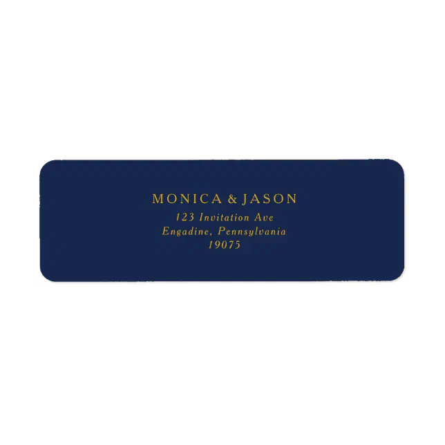 Classic Minimalist Navy Blue | Gold Return Address Label | Zazzle