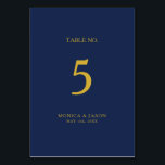 Classic Minimalist Navy Blue | Gold Table Number<br><div class="desc">This classic minimalist navy blue | gold table number is great for a simple modern romantic and elegant wedding. The dark navy blue color palette and minimal vintage typography give it a classy chic formal touch. The design is flexible, perfect for a basic contemporary evening, spring, fall, summer, or winter...</div>