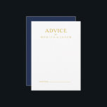 Classic Minimalist Navy Blue | Gold Wedding Advice Card<br><div class="desc">This classic minimalist navy blue | gold wedding advice card is great for a simple modern romantic and elegant wedding. The dark navy blue color palette and minimal vintage typography give it a classy chic formal touch. The design is flexible, perfect for a basic contemporary evening, spring, fall, summer, or...</div>
