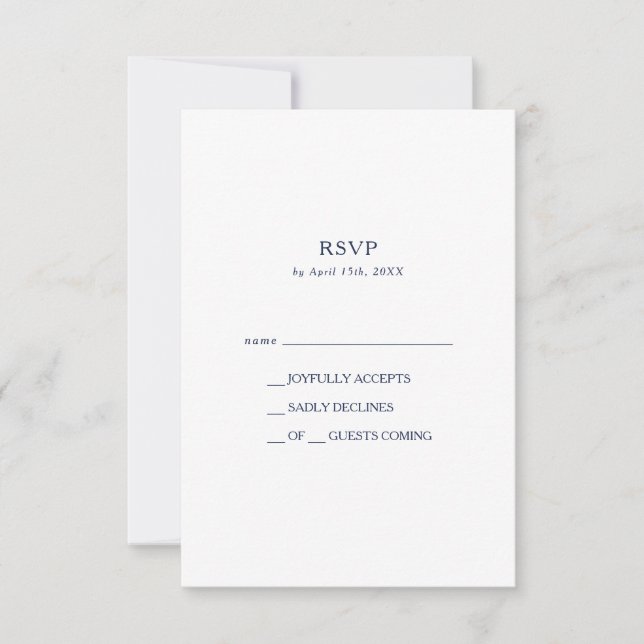 Classic Minimalist Navy Blue RSVP Card (Front)