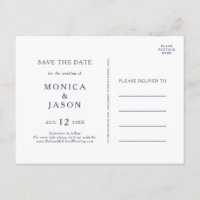 Classic Minimalist Navy Blue Silver Save The Date