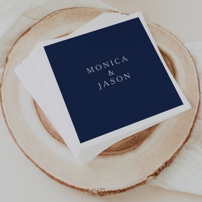 Classic Minimalist Navy Blue | Silver Wedding Napkins (Creator Uploaded)