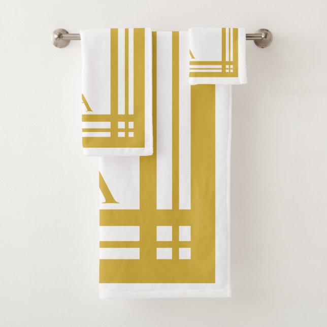 Classic Minimalist Personalized Golden Hotel Bath Towel Set (Insitu)