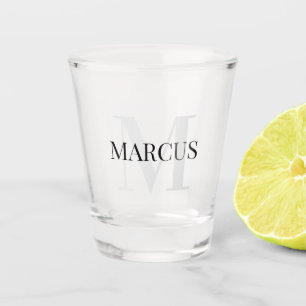 Classic Minimalist Personalized Monogram and Name Shot Glass