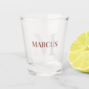 Classic Minimalist Personalized Monogram and Name Shot Glass