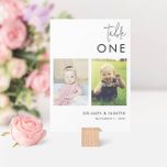 Classic Minimalist Photo Editable Table Number<br><div class="desc">This simple design features a minimalist layout highlighted by trendy script and your favorite photos that correspond to the table numbers. Table one has your first birthday pictures, table two is when you were both two, etc. Add your text using the template form. Change all colors using the advanced editing...</div>
