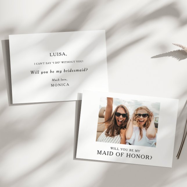 Classic Minimalist Photo Maid of Honor Proposal Invitation (Creator Uploaded)
