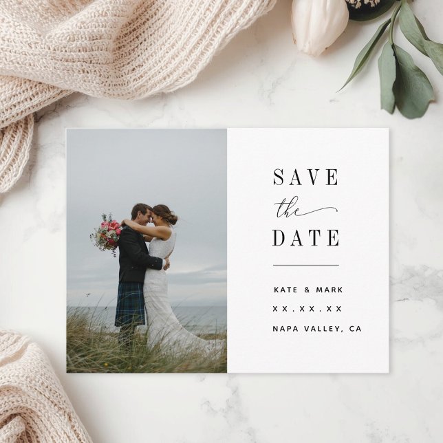 Classic Minimalist Photo Wedding Save the Date Postcard (Creator Uploaded)