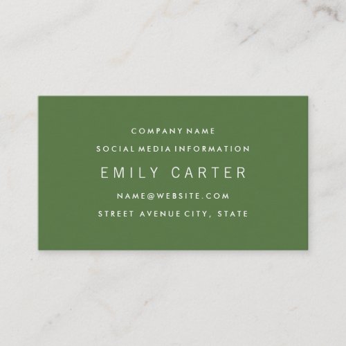 Classic Minimalist Professional Green Business Card