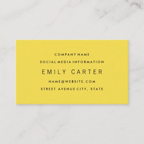 Classic Minimalist Professional Yellow Business Card