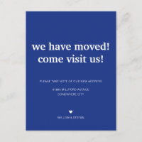 Classic Minimalist Royal Blue We've Moved Moving
