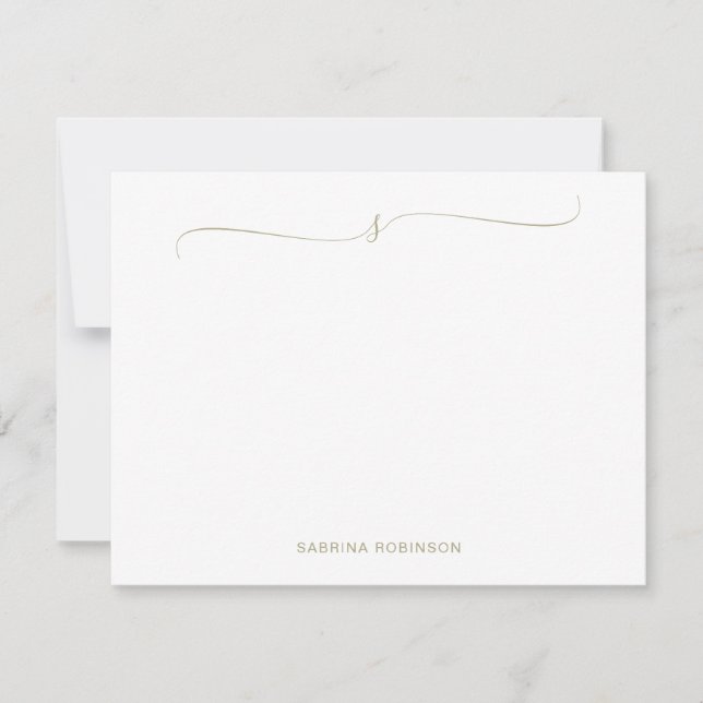 Classic Minimalist Sage Green Calligraphy Note Card (Front)
