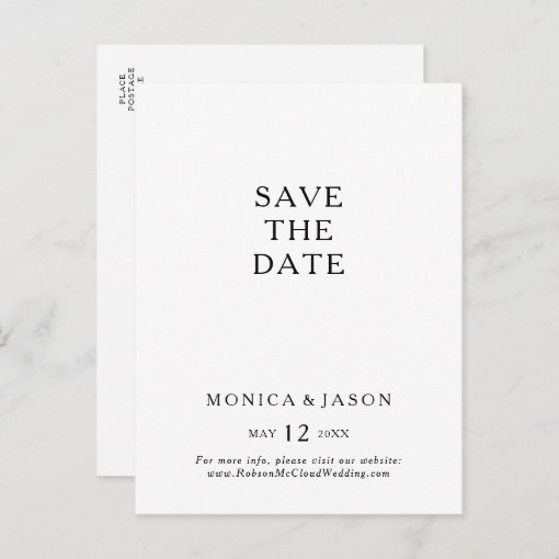 Classic Minimalist Save The Date Postcard | Zazzle